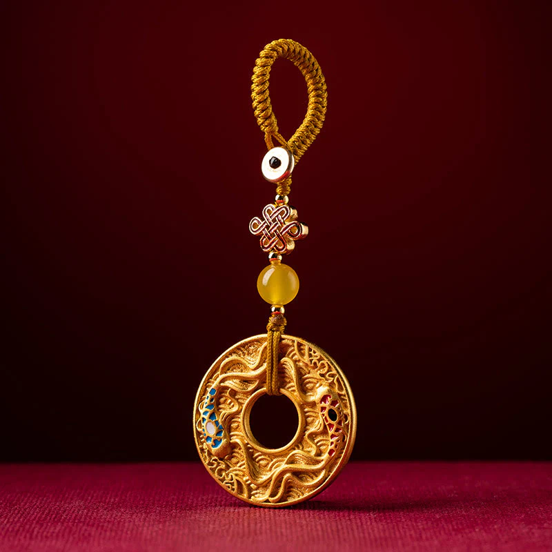 Portachiavi Buddha Stones Double Koi Fish Peace Buckle Wealth Luck - Image 13