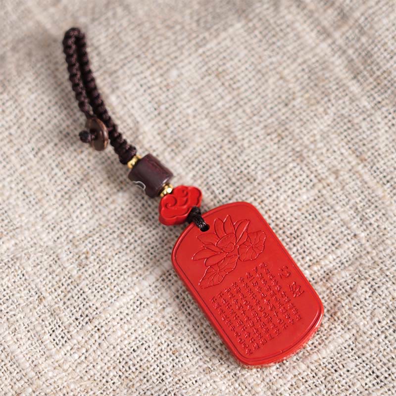 Portachiavi con benedizione del Sutra del cuore in cinabro naturale Buddha Stones - Image 8