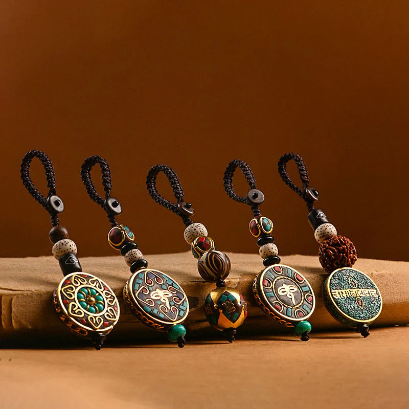 Portachiavi con Buddha Stones tibetano Om Mani Padme Hum Bodhi Seme della pace - Image 2