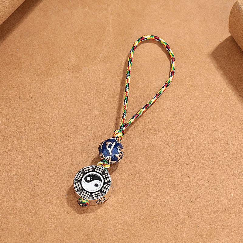 Portachiavi con Buddha Stones Yin Yang, simbolo Om Mani Padme Hum Bagua, in rame - Image 2