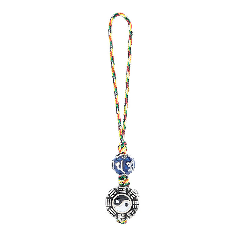 Portachiavi con Buddha Stones Yin Yang, simbolo Om Mani Padme Hum Bagua, in rame - Image 6
