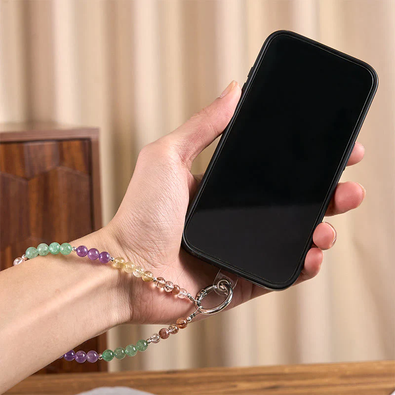 Portachiavi con ciondolo a forma Buddha Stones Fu Character Super Seven Crystal Growth, decorazione da appendere al telefono - Image 5