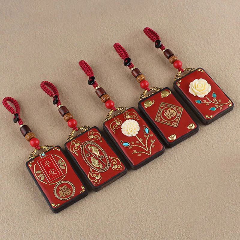 Portachiavi con ciondolo a forma di corda con ciondolo a forma Buddha Stones, fiore di ebano, pesce koi - Image 21