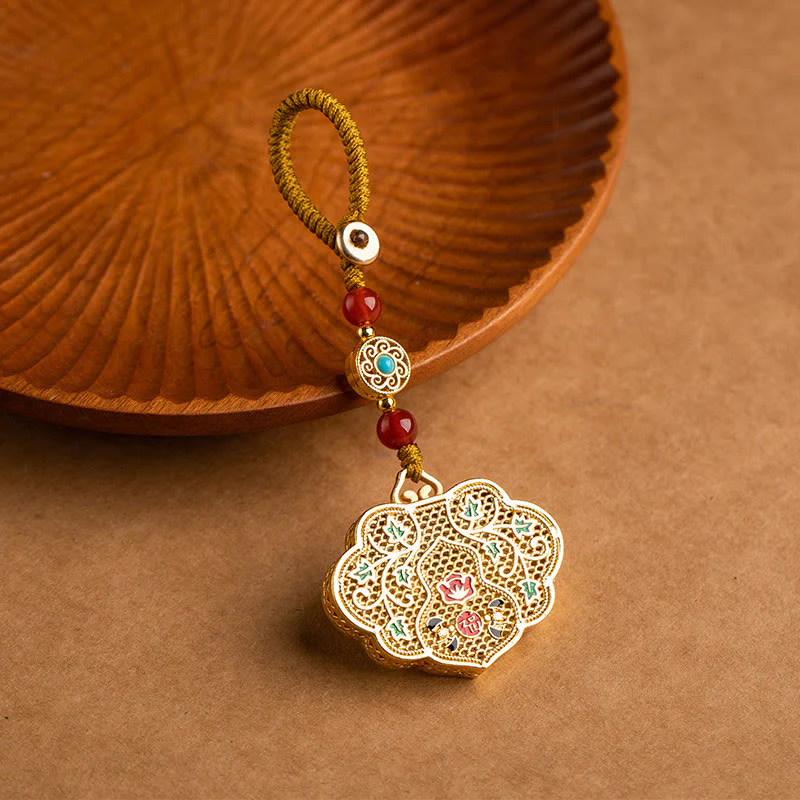 Portachiavi con ciondolo a forma di lucchetto con Buddha Stones, carattere Fu, fortuna e benedizione - Image 4