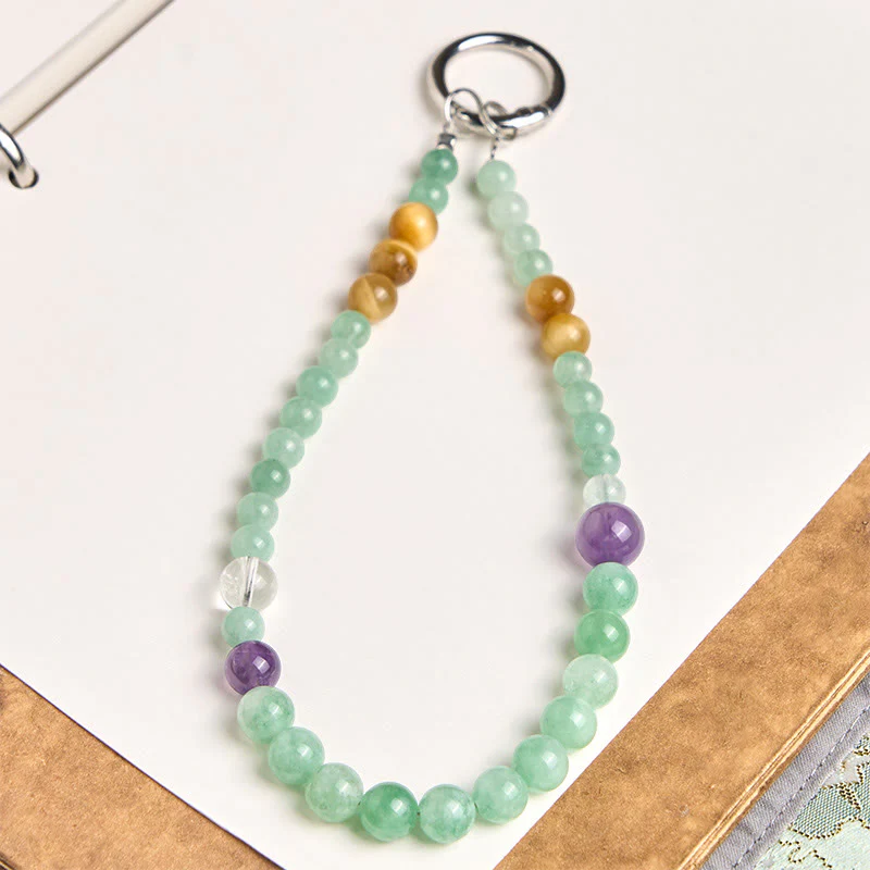 Portachiavi con perline di giada e Buddha Stones, decorazione da appendere al telefono