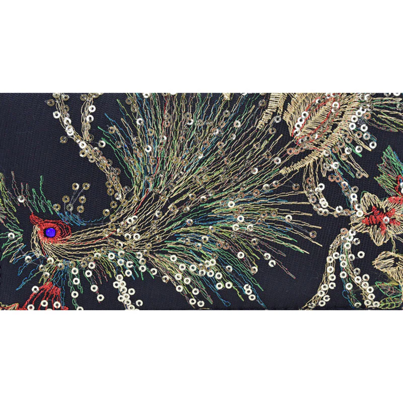 Portafoglio porta contanti con ricamo bifacciale Buddha Stones Peacock Shopping Purse - Image 13