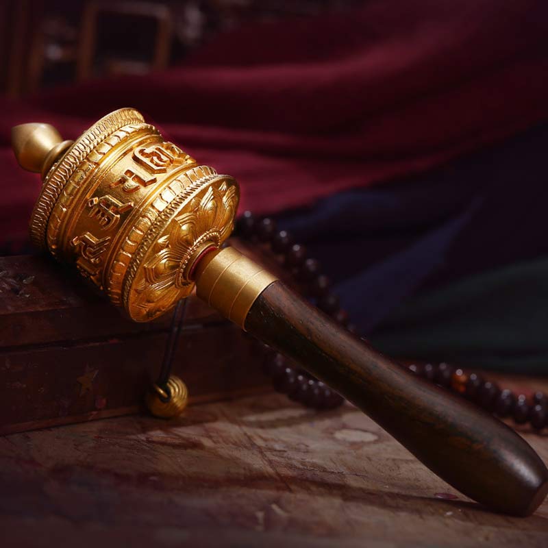 Ruota di preghiera tibetana Sei parole vere Decorazione di meditazione in rame - Image 2