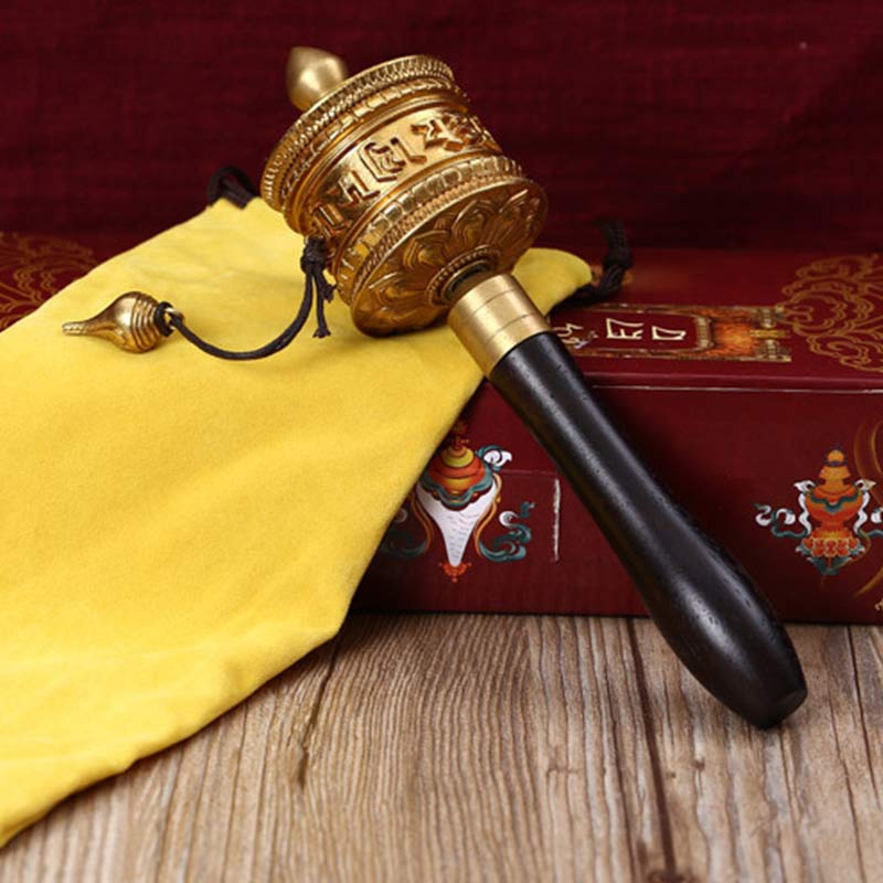 Ruota di preghiera tibetana Sei parole vere Decorazione di meditazione in rame - Image 3