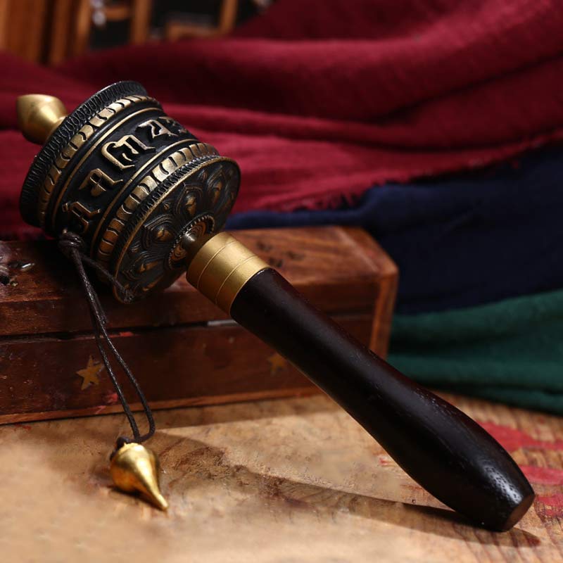 Ruota di preghiera tibetana Sei parole vere Decorazione di meditazione in rame - Image 6