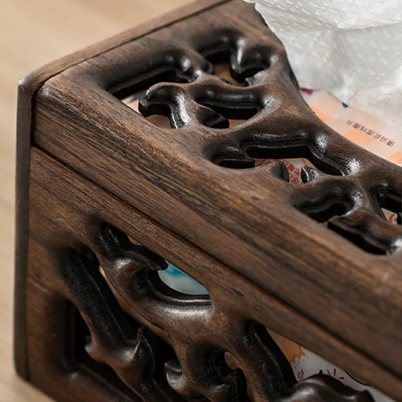 Scatola di fazzoletti in legno retrò Porta fazzoletti in legno inciso Scatole di salviette Decorazione - Image 8