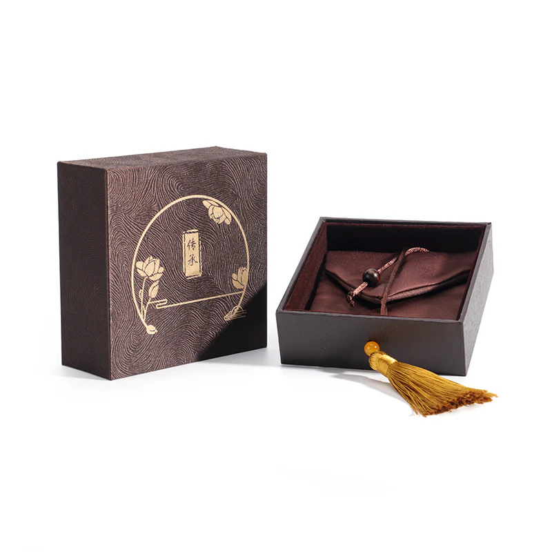 Scatola portaoggetti vintage per gioielli Lotus con nappe, scatola regalo - Image 8