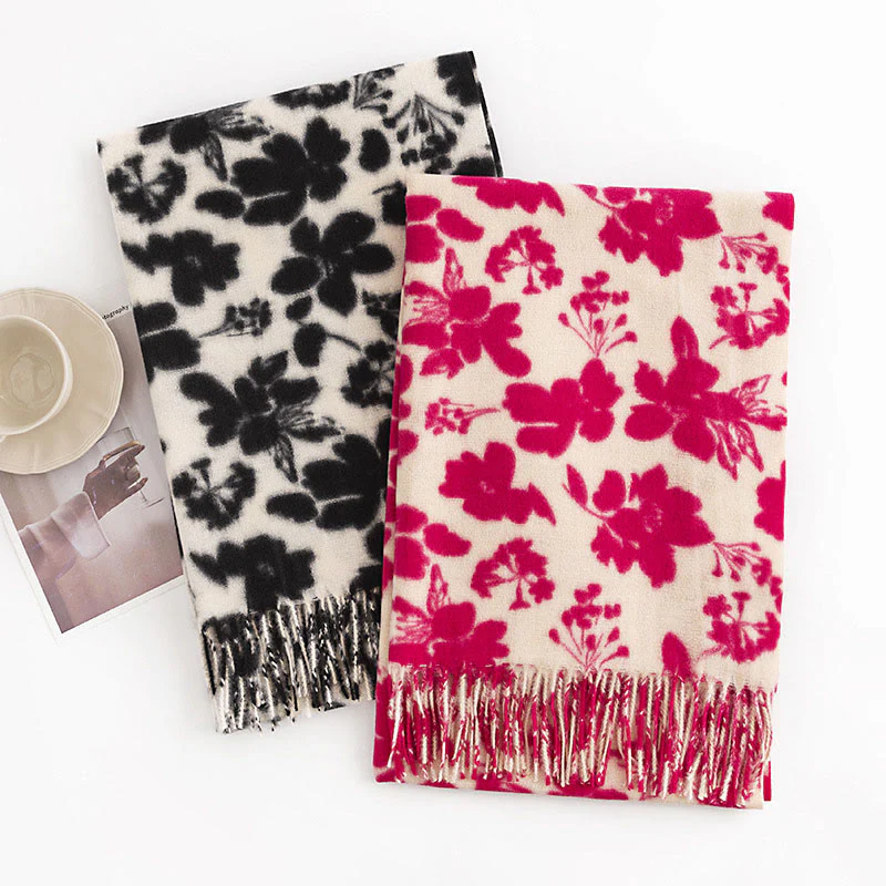 Scialle con stampa di nappe, in morbido e caldo tessuto a maglia, per autunno e inverno, con Buddha Stones e fiori di rosa tibetani - Image 2