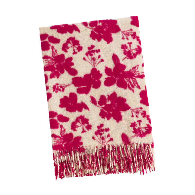 Scialle con stampa di nappe, in morbido e caldo tessuto a maglia, per autunno e inverno, con Buddha Stones e fiori di rosa tibetani - Image 4