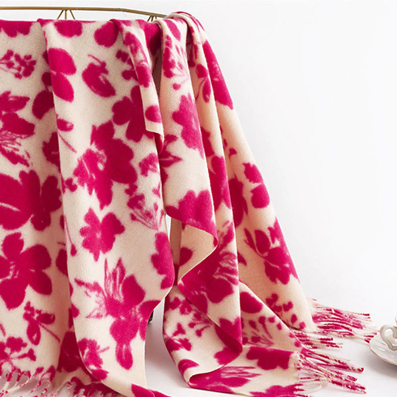 Scialle con stampa di nappe, in morbido e caldo tessuto a maglia, per autunno e inverno, con Buddha Stones e fiori di rosa tibetani - Image 5
