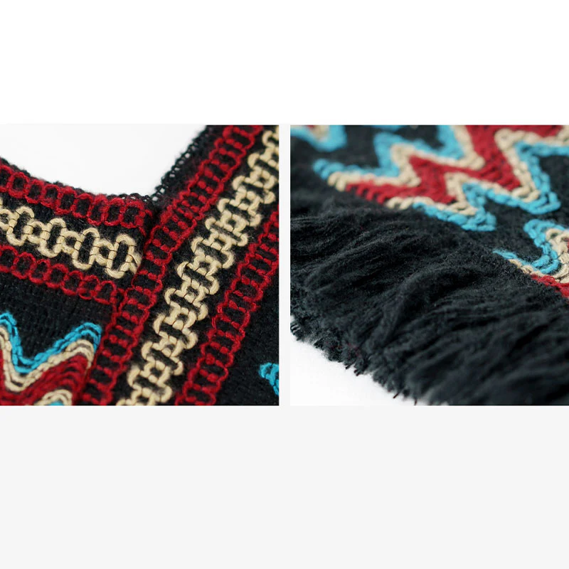 Scialle tibetano Buddha Stones , a righe, lavorato a maglia, con nappe, maglione, sciarpa invernale da viaggio - Image 11
