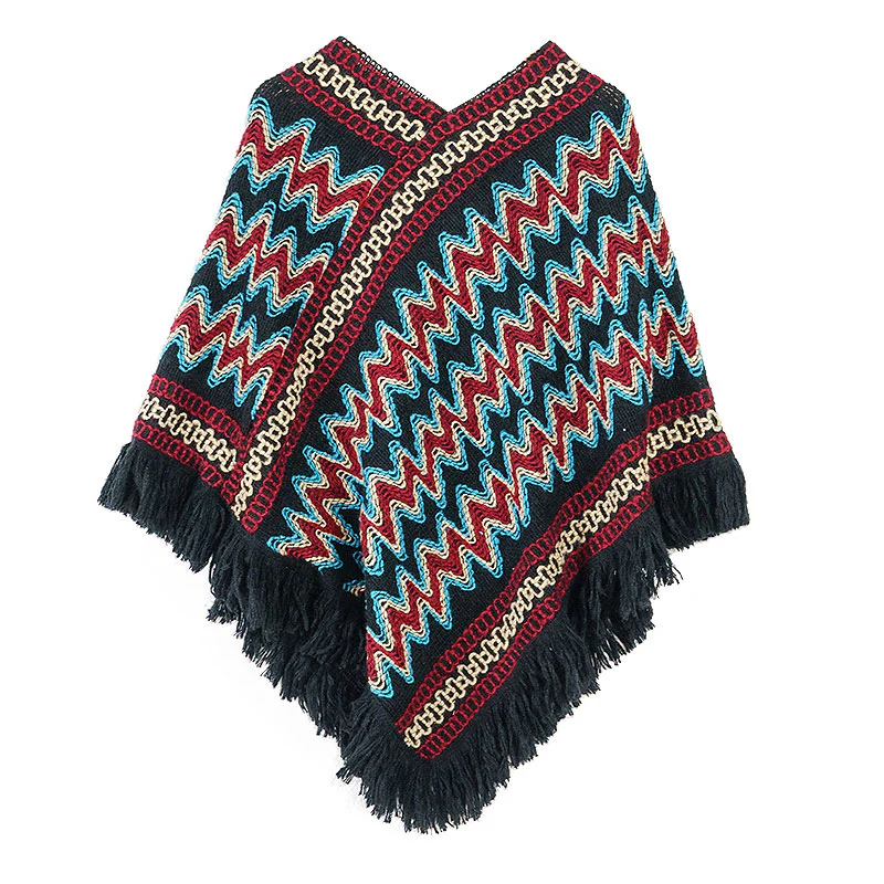 Scialle tibetano Buddha Stones , a righe, lavorato a maglia, con nappe, maglione, sciarpa invernale da viaggio - Image 12
