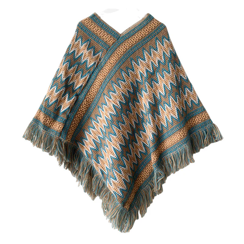 Scialle tibetano Buddha Stones , a righe, lavorato a maglia, con nappe, maglione, sciarpa invernale da viaggio - Image 13