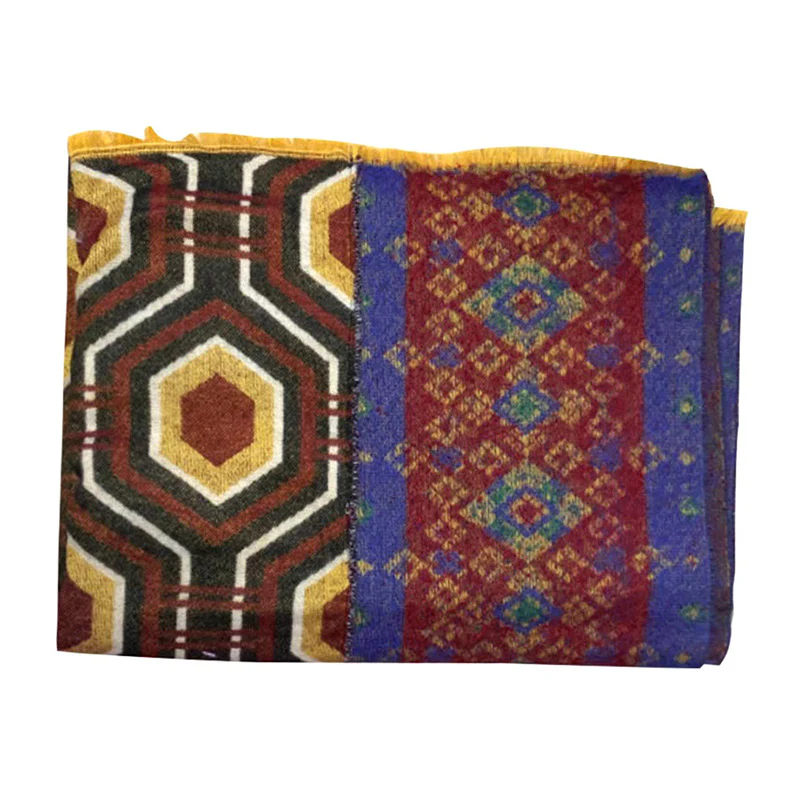 Scialle tibetano con Buddha Stones , marrone, blu, rosso, motivo geometrico, invernale, comodo, da viaggio - Image 19