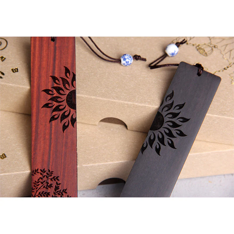 Segnalibri Buddha Stones Sun Tree Ebony Wood Small Leaf Red Sandalwood con scatola regalo - Image 14