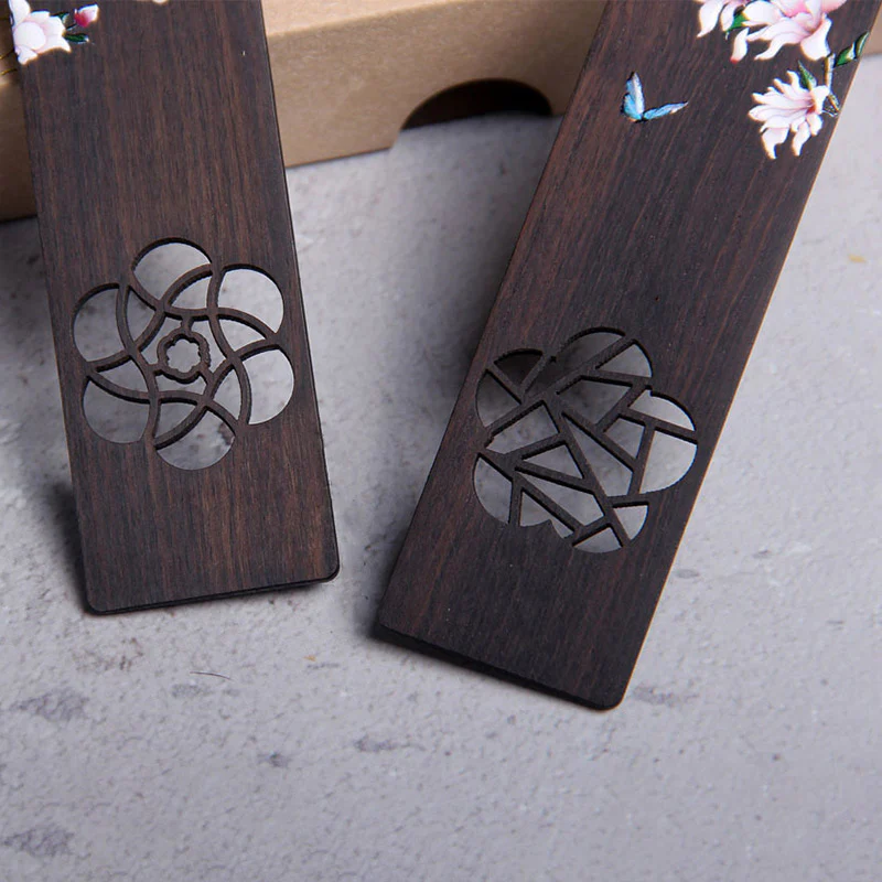 Segnalibri in legno di ebano con fiore di farfalla Buddha Stones con scatola regalo - Image 9