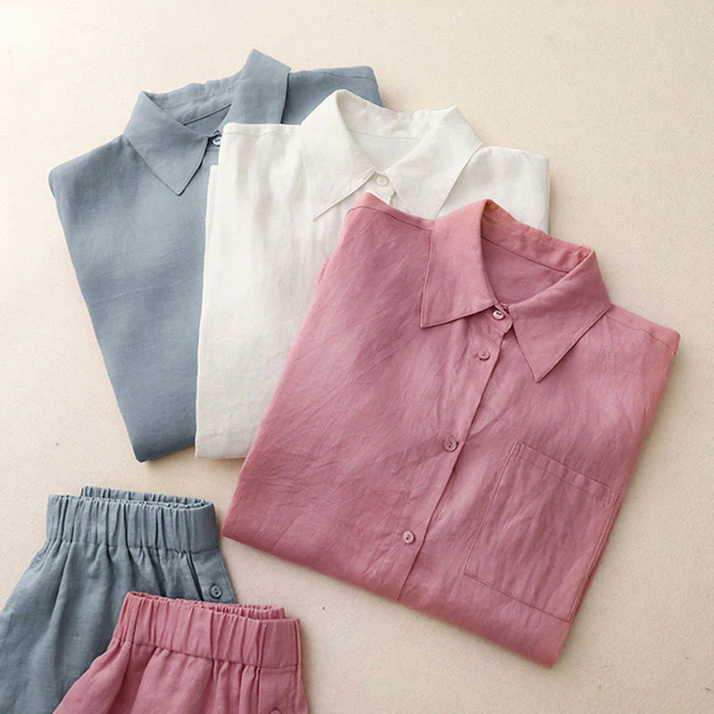 Completo estivo da donna con motivo Buddha Stones, composto da 2 pezzi: maglietta a maniche lunghe, pantaloncini e abbigliamento da meditazione, con tasche. - Image 34