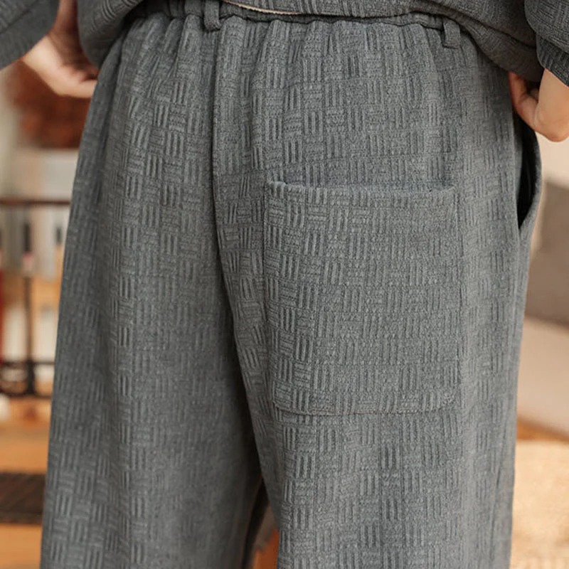 Set di 2 giacche e pantaloni invernali da uomo in cotone con bottoni a rana, a maniche lunghe, con tasche, Buddha Stones - Image 16
