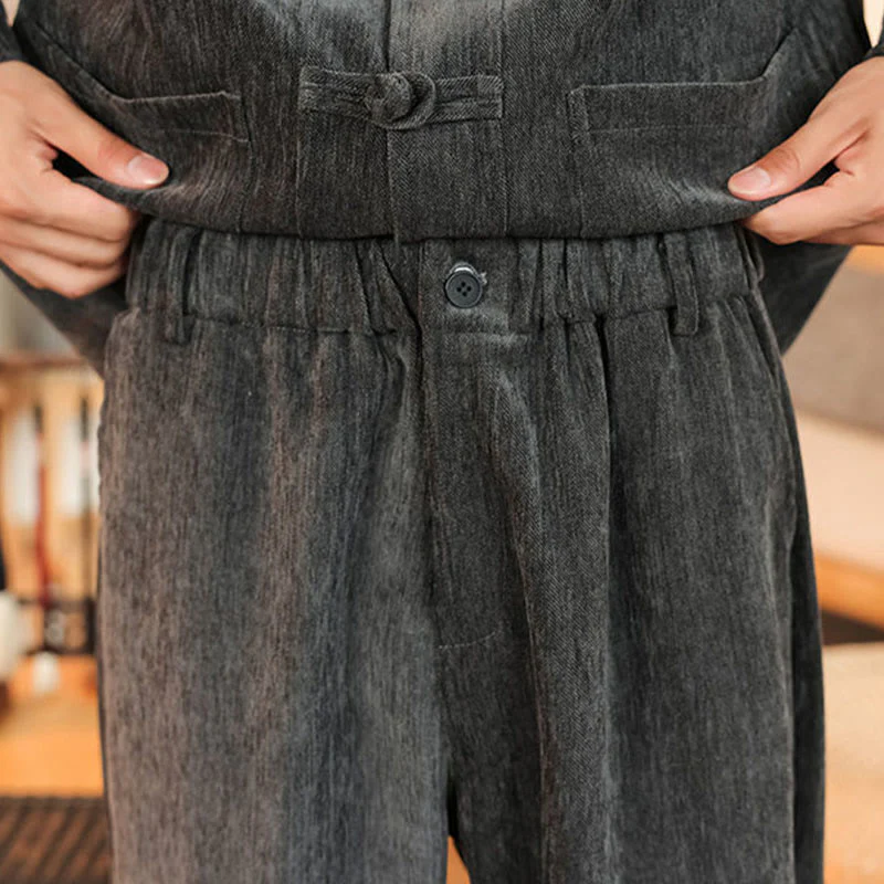 Set di 2 giacche e pantaloni invernali spessi da uomo in velluto a coste di cotone con bottoni a rana, con tasche e maniche lunghe , Buddha Stones - Image 21