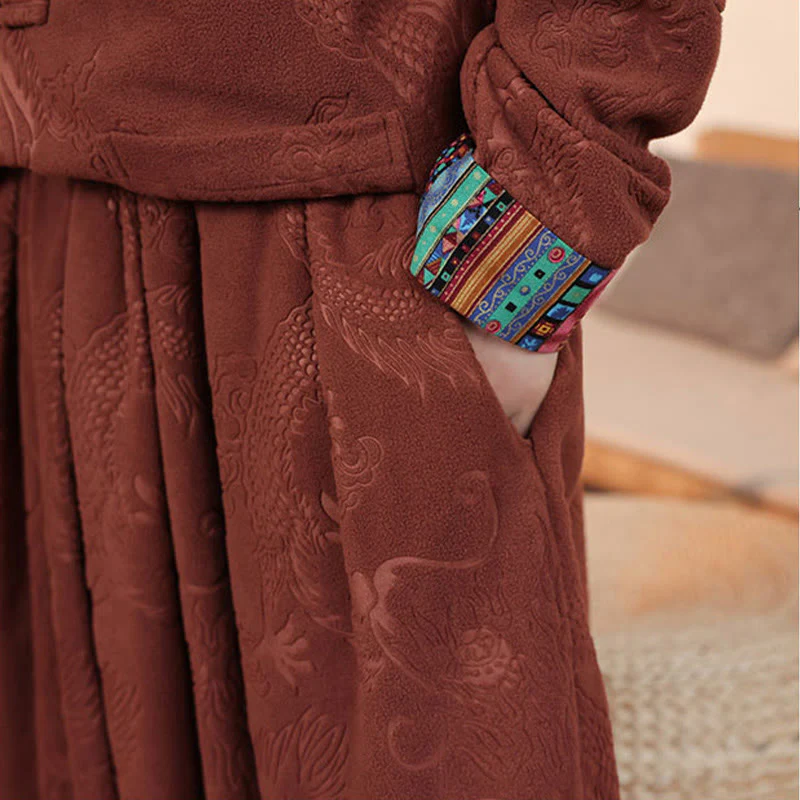 Set di 2 pezzi da uomo autunno inverno con giacca e pantaloni a maniche lunghe in cotone con bottoni e drago, stile "Buddha Stones" - Image 21