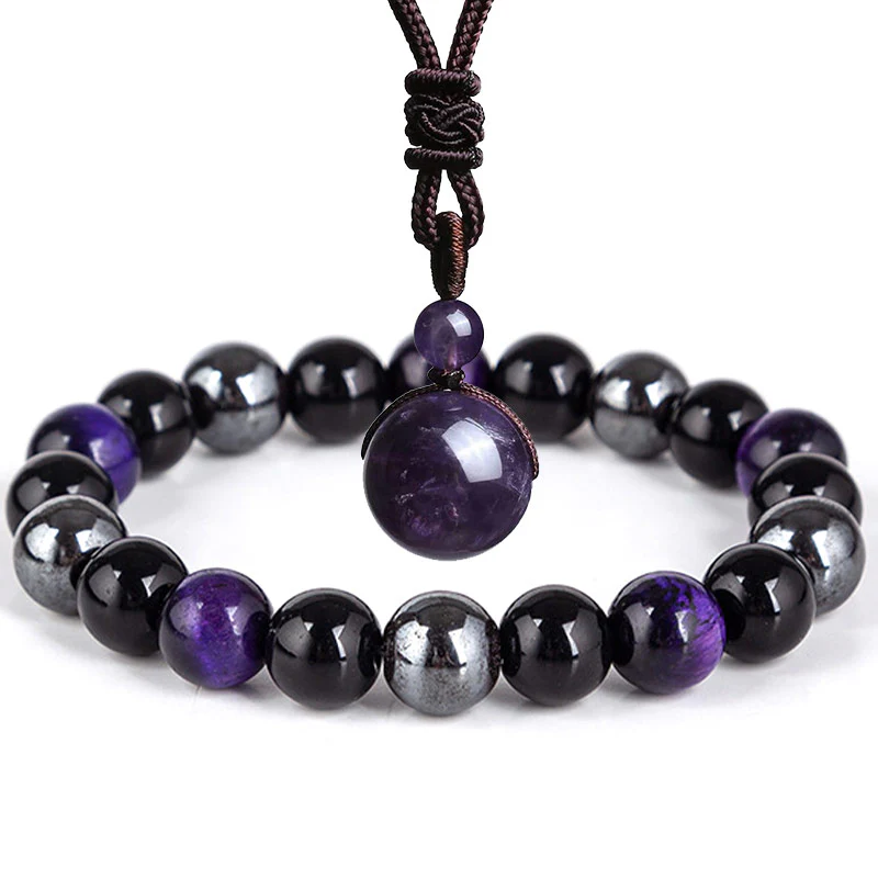 Set di bracciali e collane con occhio di tigre tibetano Buddha Stones - Image 14