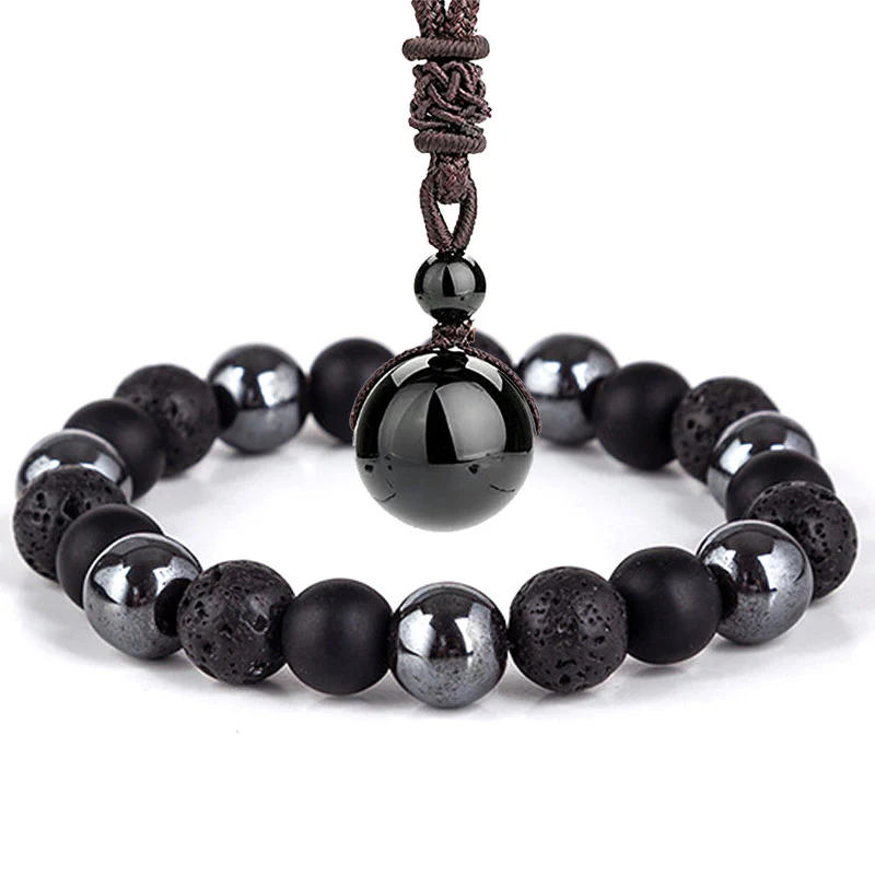 Set di bracciali e collane con occhio di tigre tibetano Buddha Stones - Image 18