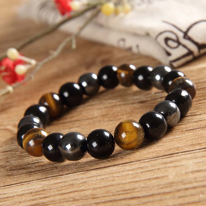 Set di bracciali e collane con occhio di tigre tibetano Buddha Stones - Image 4