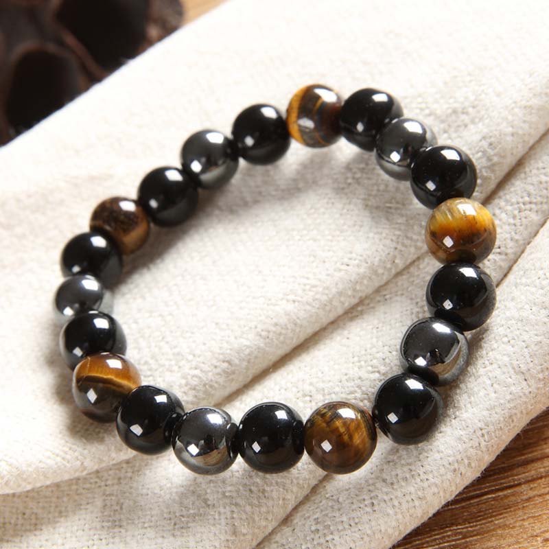 Set di bracciali e collane con occhio di tigre tibetano Buddha Stones - Image 6