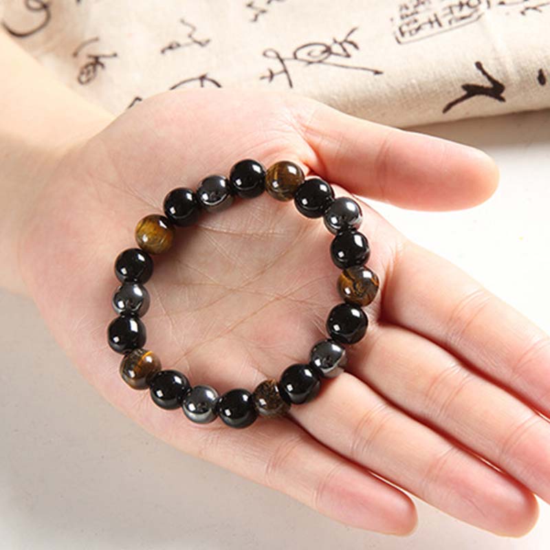 Set di bracciali e collane con occhio di tigre tibetano Buddha Stones - Image 8