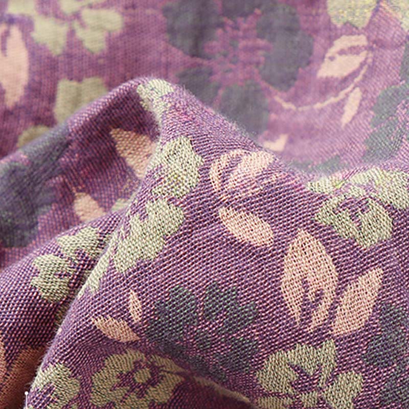 Set pigiama in cotone con scollo rotondo, manica lunga, pantaloni e camicia con bottoni a rana, motivo floreale, 2 pezzi , Buddha Stones - Image 11