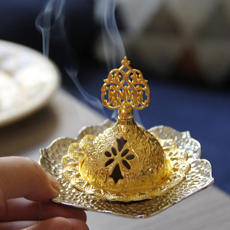 Sottobicchiere in foglia d'oro spirituale Mini lega di metallo bruciatore di incenso - Image 15