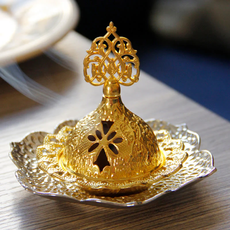Sottobicchiere in foglia d'oro spirituale Mini lega di metallo bruciatore di incenso - Image 16