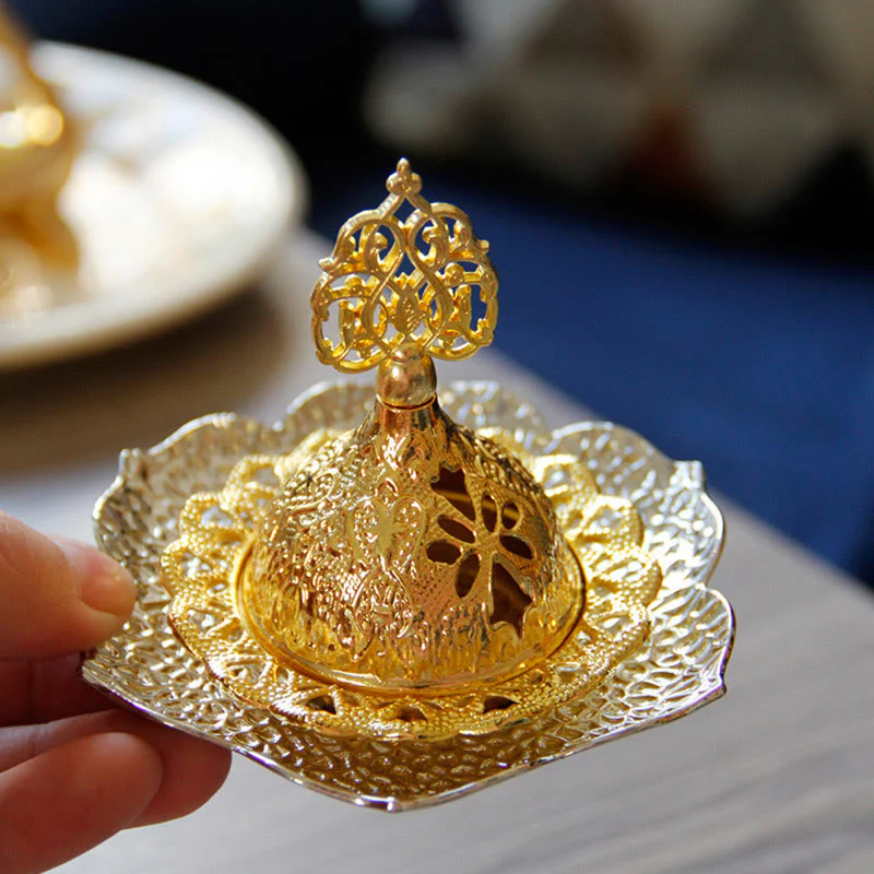 Sottobicchiere in foglia d'oro spirituale Mini lega di metallo bruciatore di incenso - Image 19