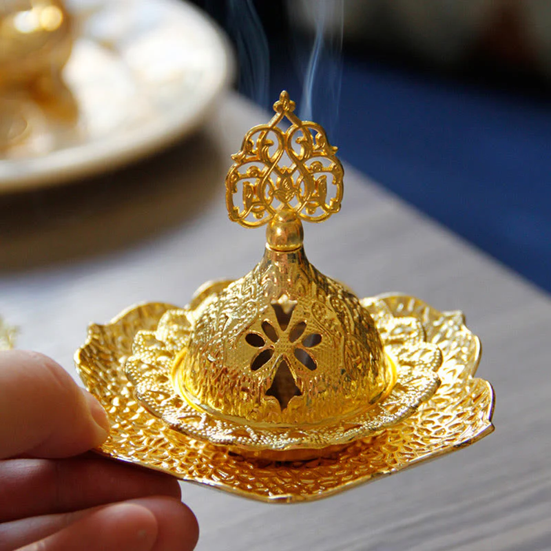 Sottobicchiere in foglia d'oro spirituale Mini lega di metallo bruciatore di incenso - Image 2
