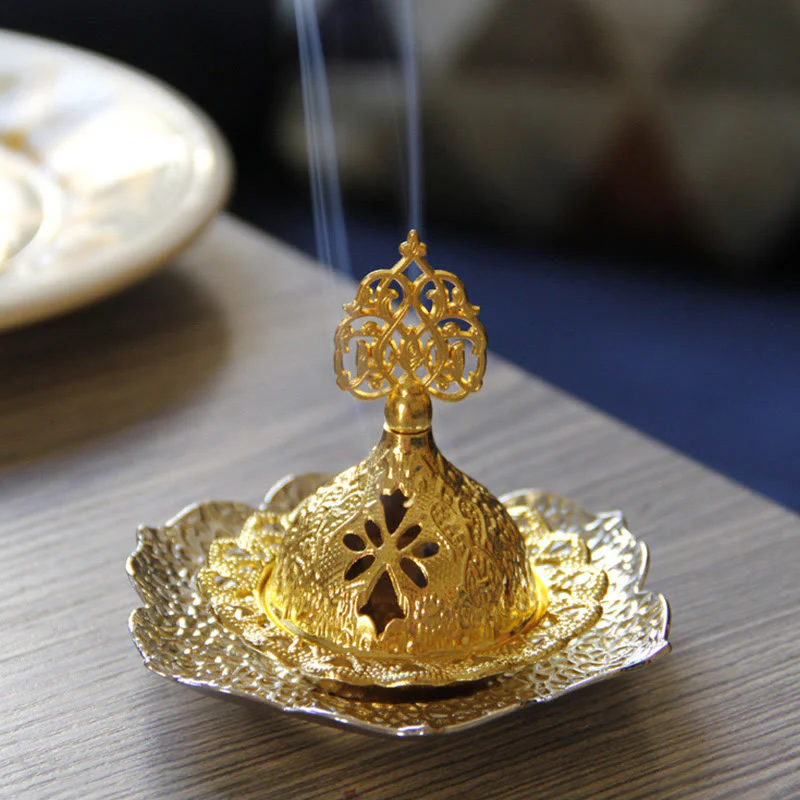 Sottobicchiere in foglia d'oro spirituale Mini lega di metallo bruciatore di incenso - Image 20