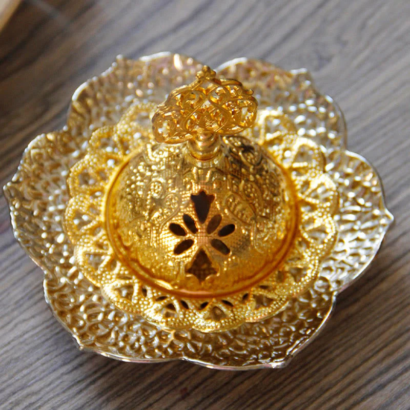 Sottobicchiere in foglia d'oro spirituale Mini lega di metallo bruciatore di incenso - Image 21