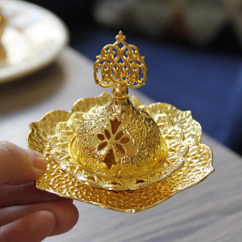 Sottobicchiere in foglia d'oro spirituale Mini lega di metallo bruciatore di incenso - Image 6