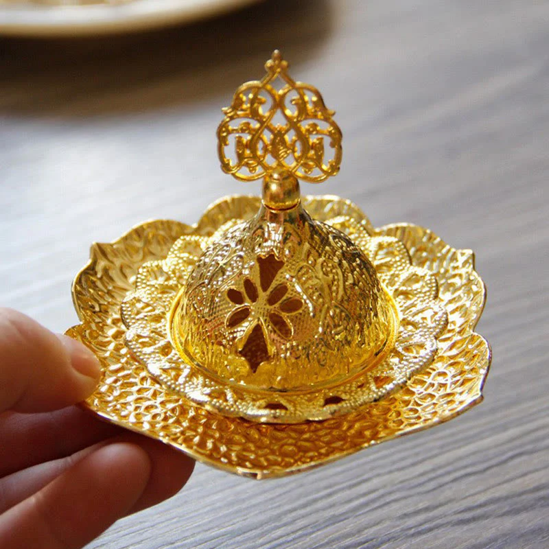 Sottobicchiere in foglia d'oro spirituale Mini lega di metallo bruciatore di incenso - Image 8