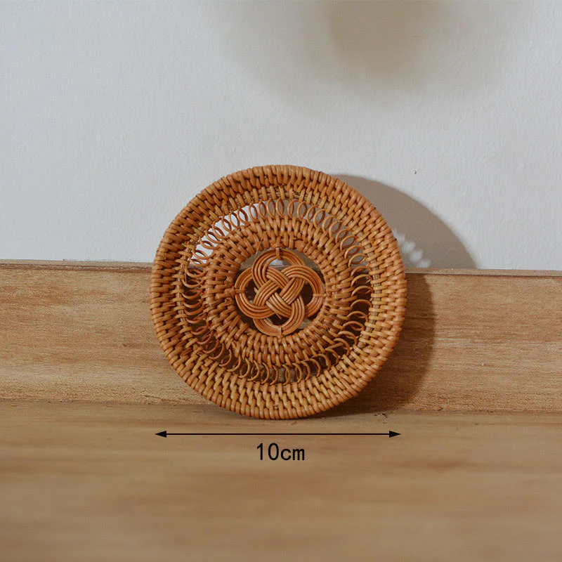 Sottobicchiere per tazza da tè in rattan con motivo floreale in ceramica - Image 14