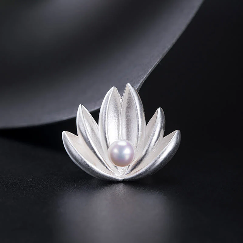 Spilla Buddha Stones 925 Sterling Silver Lotus Flower Pearl New Beginning - Image 8