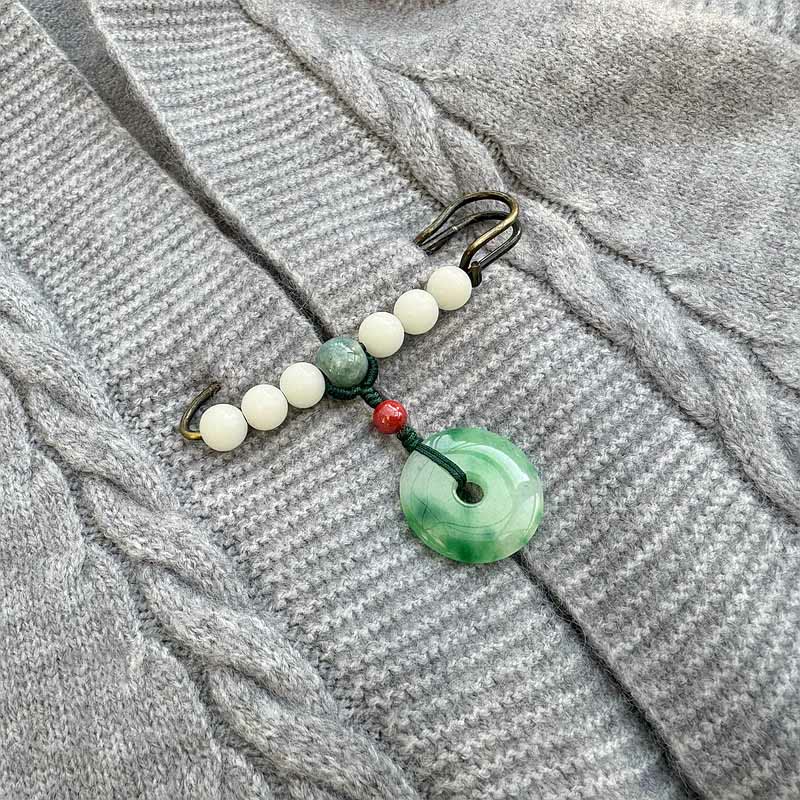 Spilla con fibbia della pace, seme di Bodhi, pietre di Buddha Stones, giada, fortuna - Image 4