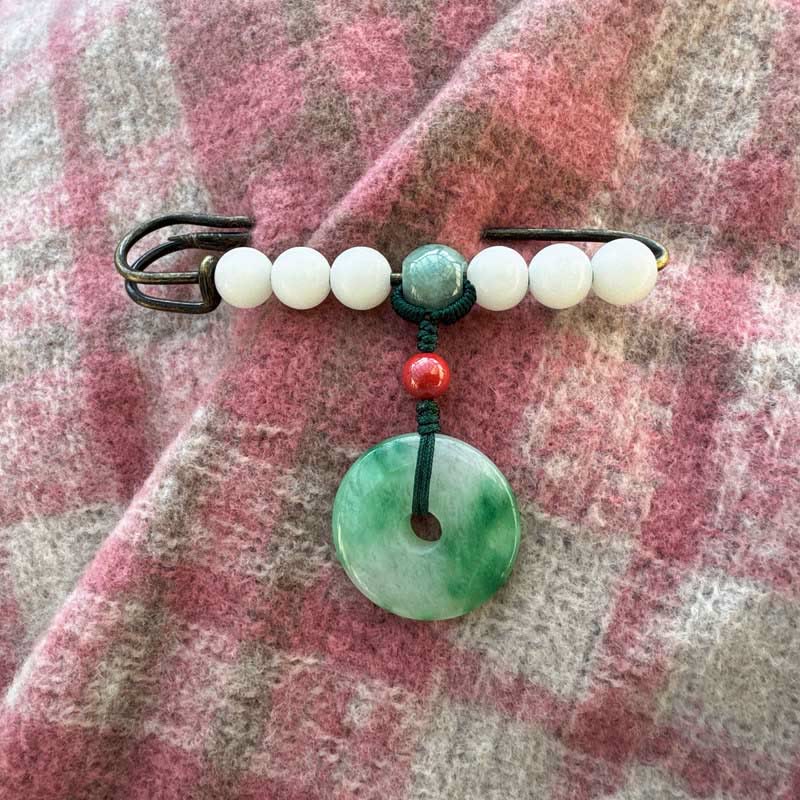 Spilla con fibbia della pace, seme di Bodhi, pietre di Buddha Stones, giada, fortuna - Image 5