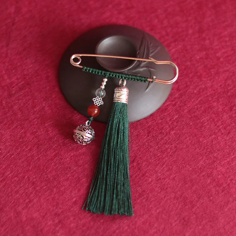 Spilla con nappe a forma di campana retrò con Buddha Stones - Image 2