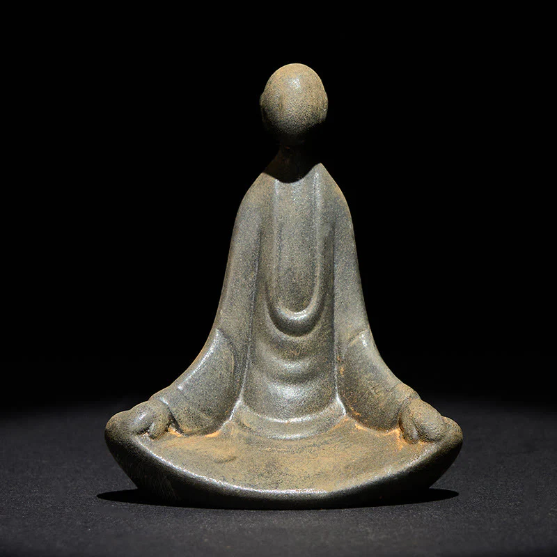 Statua Buddha Stones fatta a mano, Buddha seduto senza forma, in polvere di ferro, in resina fusa, decorazione - Image 4