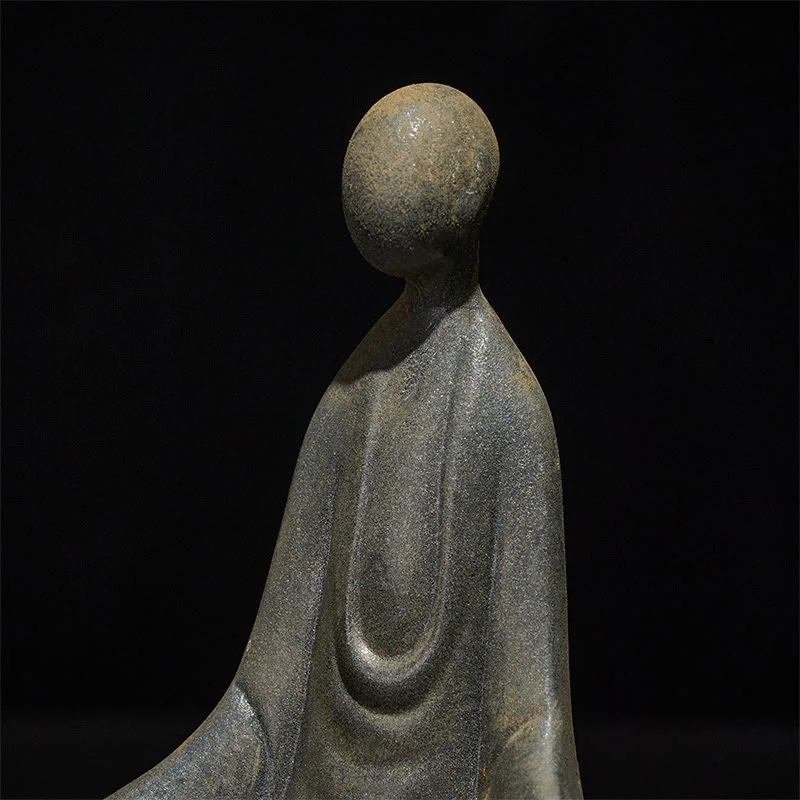 Statua Buddha Stones fatta a mano, Buddha seduto senza forma, in polvere di ferro, in resina fusa, decorazione - Image 8
