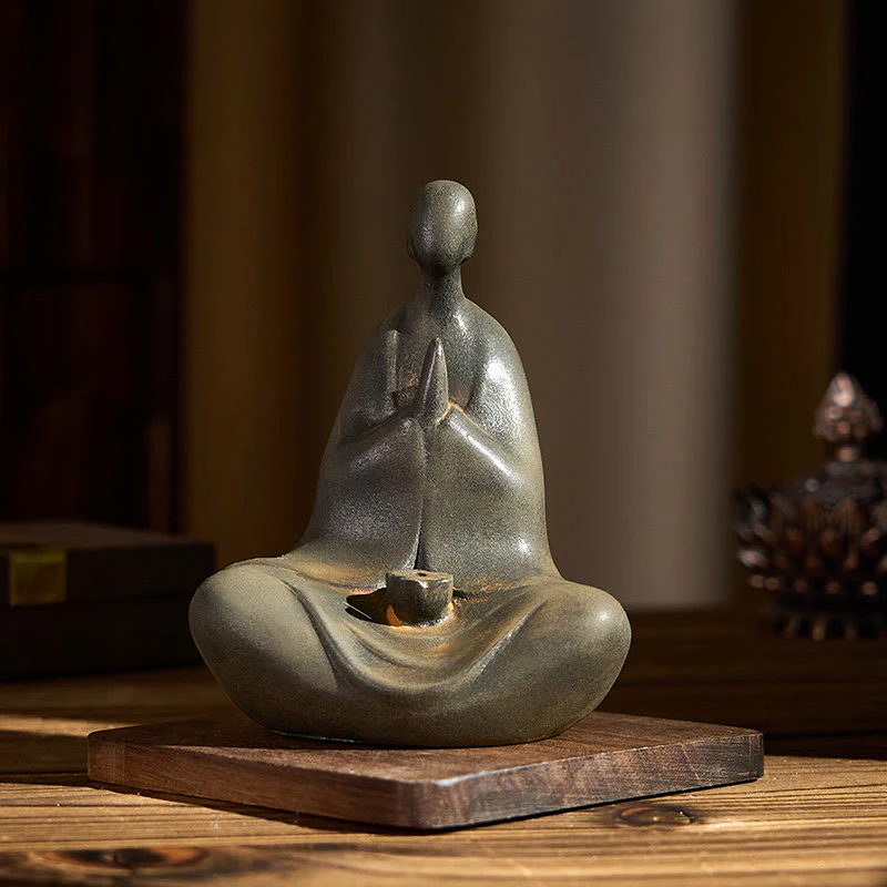 Statua Buddha Stones fatta a mano, senza forma, in polvere di ferro, in resina fusa, decorazione, 11,5*9*6,5 cm - Image 3